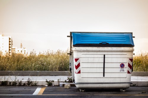 Construction site in East London managing builders waste